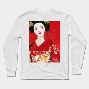 Watercolor - Japanese lady Long Sleeve T-Shirt